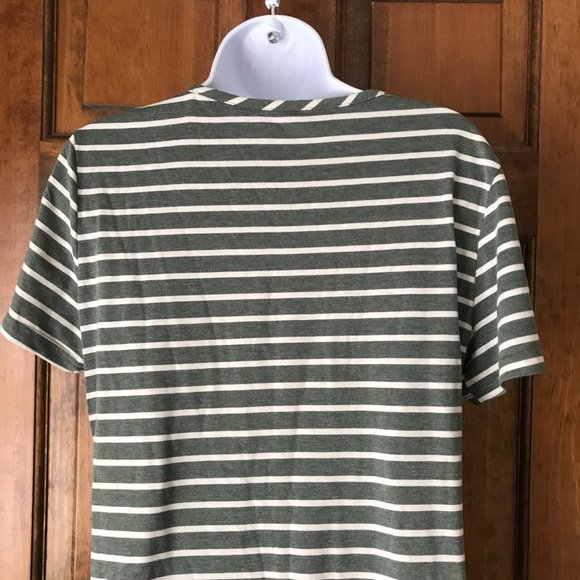Green & Ivory Striped Short Sleeve Pullover Dress Large - Picture 7 of 9